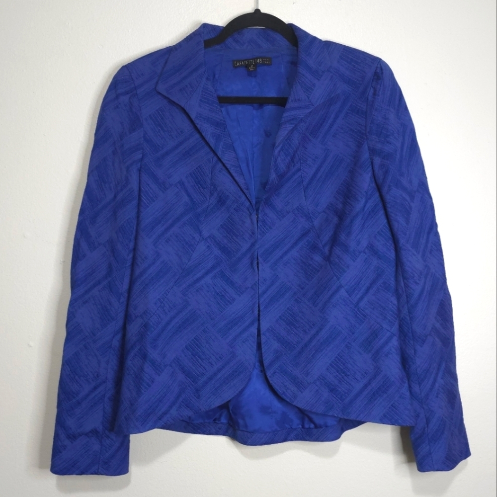 Lafayette 148 New York Vibrant Blue Patterned Blazer